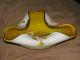 White & Yellow Art Glass Hand Painted Murano ? Approx.  6.  5 Diameter Unique Dishes photo 2