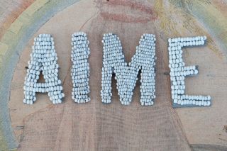 Antique Shabby Chic French Beaded Letters Word / Aime /fleuriste photo