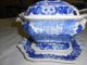 Tureen For Sauce White And Blue Scene Of Castle And River Boats 4 Pieces Tureens photo 7