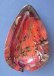 Italy Teardrop Murano Art Glass Ashtray Red Gold Adventurine Metallic Fleck Bowls photo 1