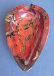 Italy Teardrop Murano Art Glass Ashtray Red Gold Adventurine Metallic Fleck Bowls photo 2