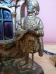 Very Old Austrian Cold - Painted Spelter Novelty Table Lamp Bergmann? Bronze? Metalware photo 8