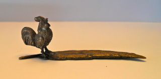 Vintage Vienna Bronze Rooster On A Feather photo