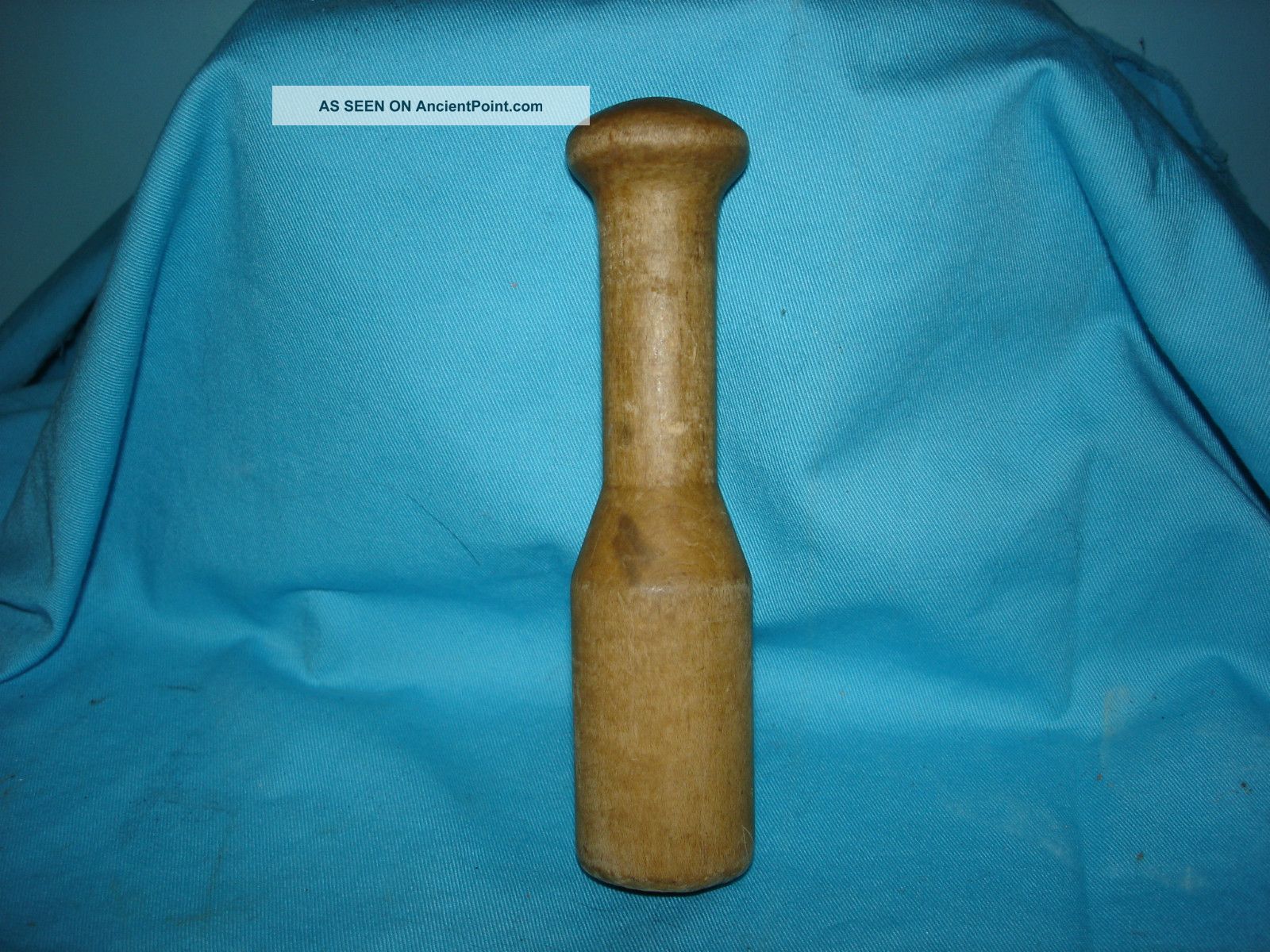 Antique Small,  Primitive,  Wooden Pestle,  Masher For Herbs,  Flat Bottom 6 - 1/8 