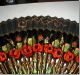 Antique Spanish Painted Wood Roses And Black Silk Fan Other photo 1