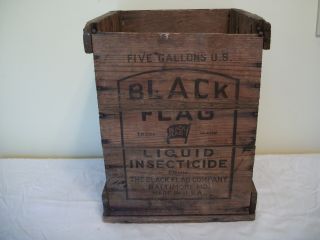 Vintage Black Flag Insecticide 5 Gallon Wood Crate Box photo