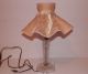 Vintage Victorian Pink Satin Lace Skirt Shaped Shade With Pink Bow Lamps photo 3