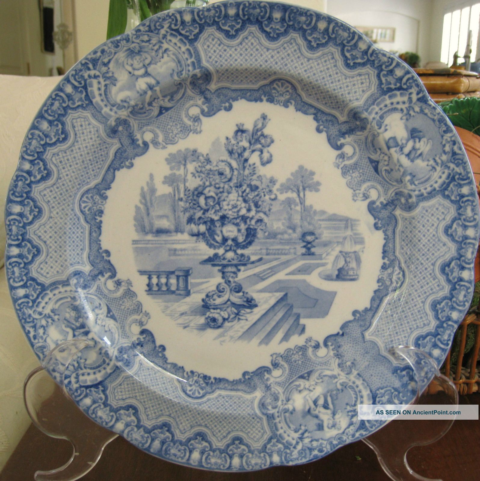 Antique Copeland Spode Seasons Blue & White Transferware Dinner Plate Plates & Chargers photo