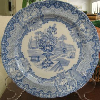 Antique Copeland Spode Seasons Blue & White Transferware Dinner Plate photo