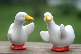 Adorable Vintage Duck Salt And Pepper Shakers With Bottom Plugs photo