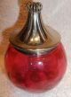 Victorian Paneled Cranberry Glass Silverplate Lidded Pickel Or Small Biscuit Jar Jars photo 1