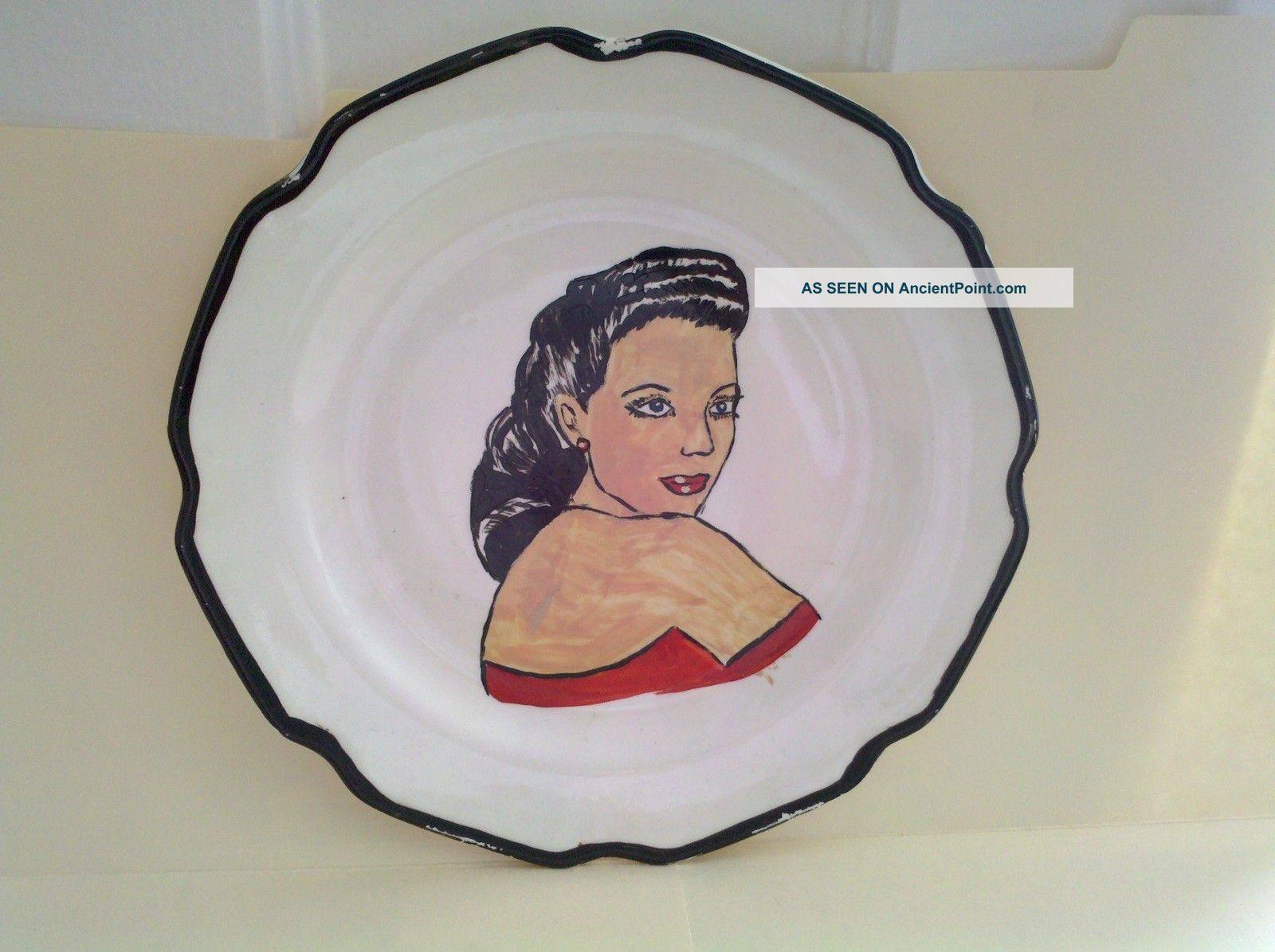 Antique Handpainted Plate Vintage,  Unique 40 ' S? Plates & Chargers photo