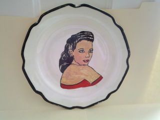 Antique Handpainted Plate Vintage,  Unique 40 ' S? photo