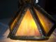 Vintage Art Deco Arts & Crafts Brass Slag Glass Hanging Lamp Works Lamps photo 6