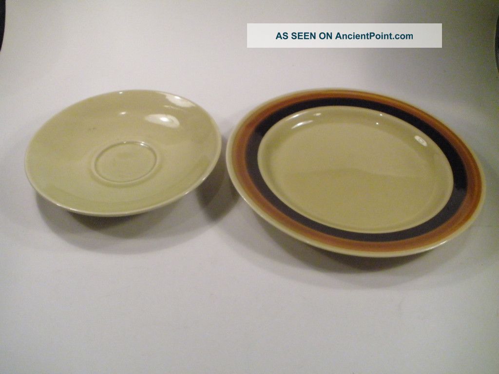 Vtg German Annaburg Sintolan 2 Deco Saucer Dish Cups & Saucers photo