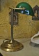 Lovely Brass Piano Desk Lamp W Green Glass Shade Lamps photo 2