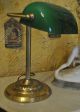 Lovely Brass Piano Desk Lamp W Green Glass Shade Lamps photo 3