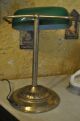 Lovely Brass Piano Desk Lamp W Green Glass Shade Lamps photo 4