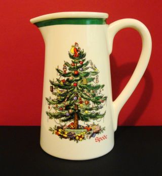 Spode Christmas Tree Pitcher Water Juice Porcelain 7.  5 