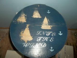 Antique Wood Cheese Box Hand Painted - 15 