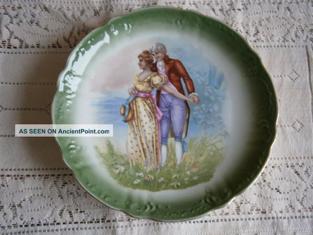 Antique Blenheim China Germany Man Woman Lovers Large Portrait Cabinet Plate Plates & Chargers photo