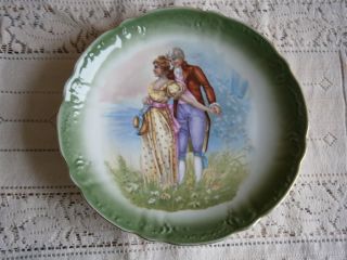 Antique Blenheim China Germany Man Woman Lovers Large Portrait Cabinet Plate photo