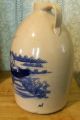 Handpainted Large Stoneware Jug With Blue Barn Scene From P.  R.  Storie Pottery Jugs photo 1