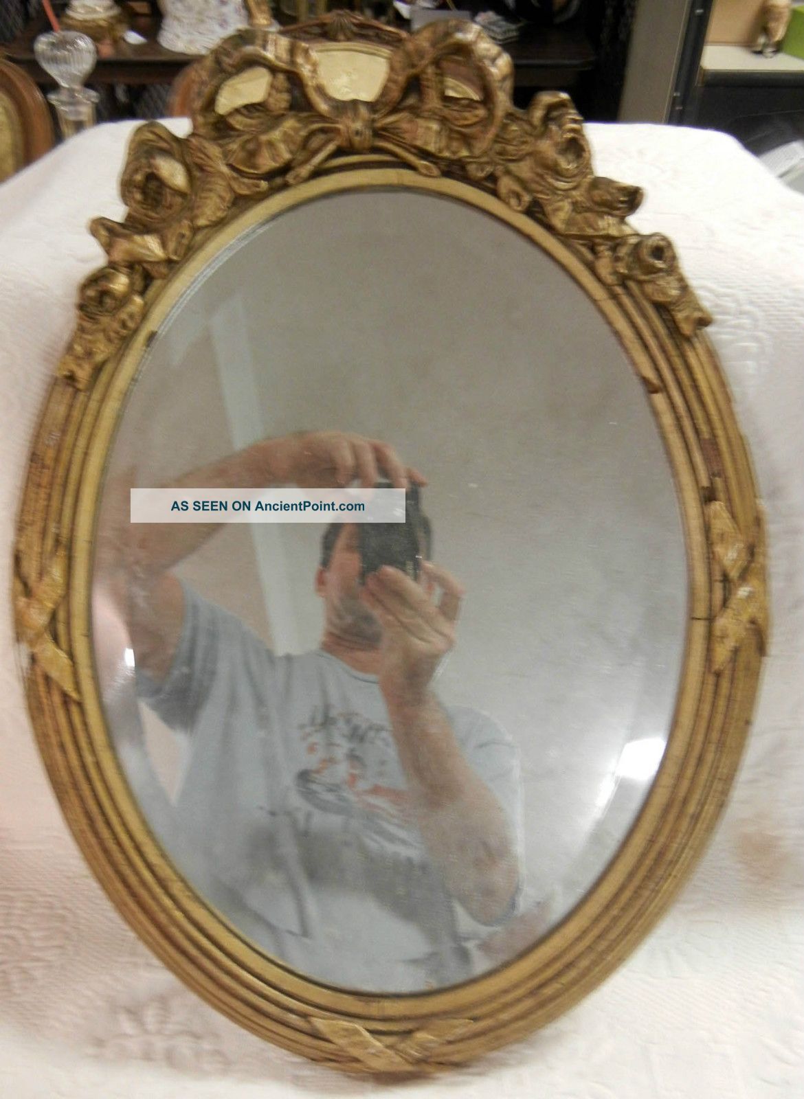 A Fine Painted And Parcel Gilt Renaissance Oval Mirror,  Probably Italian Mirrors photo