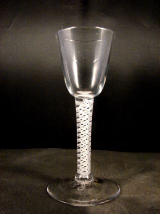 18th C Blown Georgian English Opaque Twist Wine Glass photo