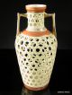 ♥ Antique Rudolstadt Works Reticulated Porcelain Vase Rose And Gold Trim ♥ Other photo 2