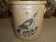 Antique Stoneware Blue Decorated Bird Crock Fulper Flemington Nj. Crocks photo 1