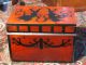 Wood Casket Box With Painted Angel/putti Motif Boxes photo 2