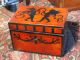 Wood Casket Box With Painted Angel/putti Motif Boxes photo 5