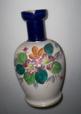 Antique Tapestry Vase England Hand Painted Textured 10 