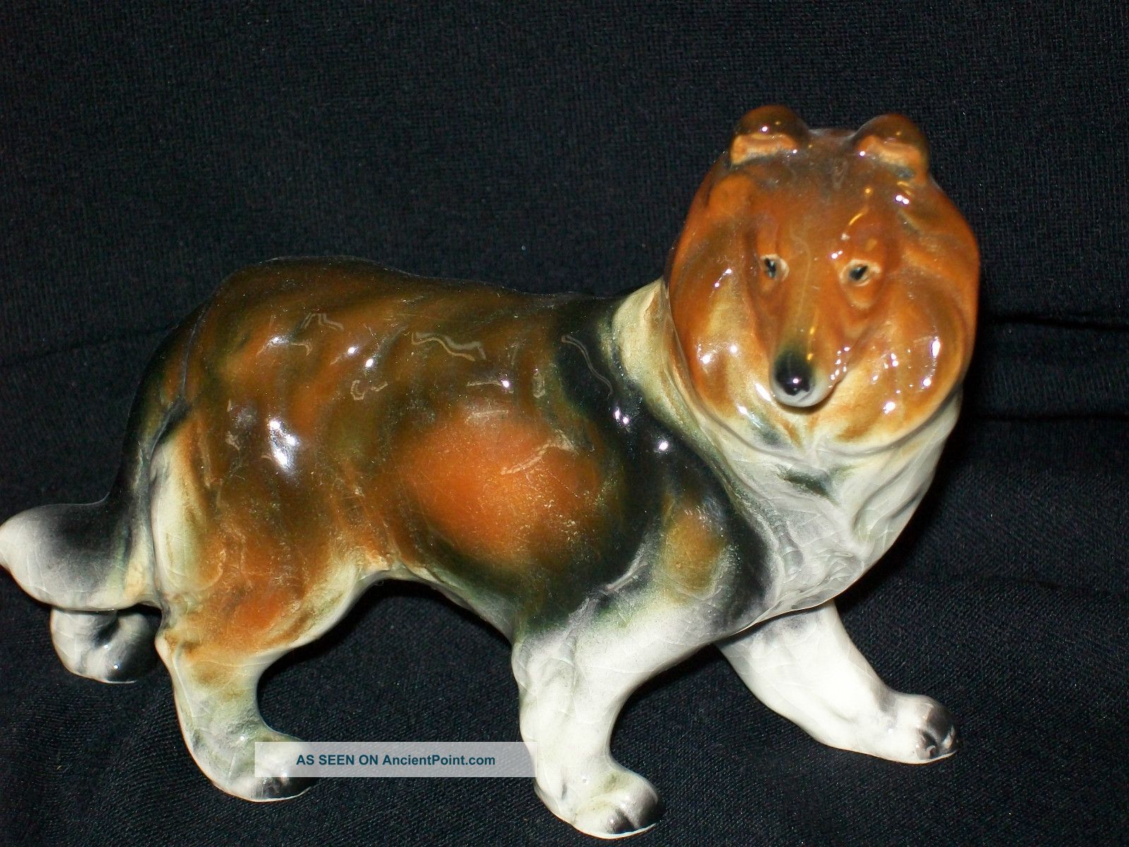 Vintage Porcelain Animal Dog Collie Figurine Figurines photo