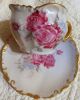 Andrea By Sadek Mustache Cup & Saucer Flower Motif On White W/ Roses & Gold Cups & Saucers photo 3
