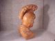 Antique Bust Of A Spartan Solder Hand Craved Wooden Folk Art Newel Post Finial Carved Figures photo 1