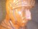 Antique Bust Of A Spartan Solder Hand Craved Wooden Folk Art Newel Post Finial Carved Figures photo 5