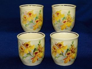 Royal Doulton Orchid Flowers Egg Cups Set D 5215 Vintage China England 1930s photo