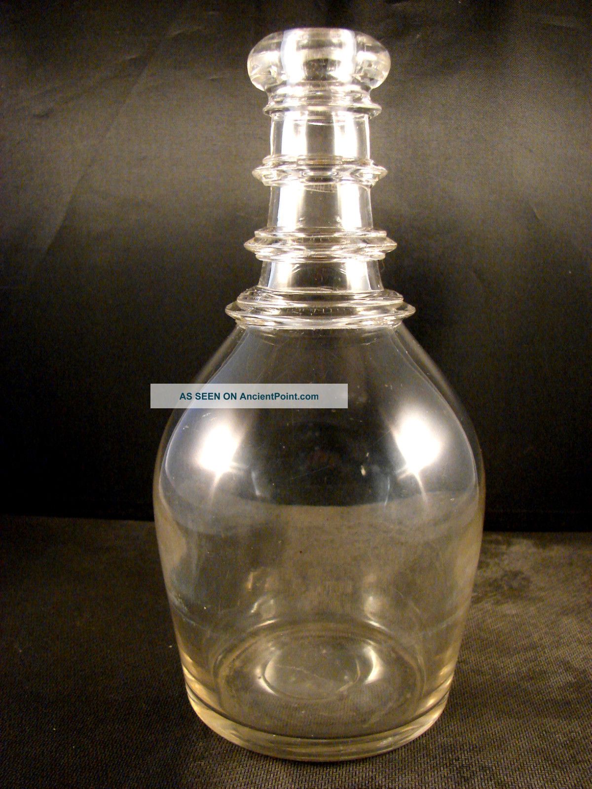 19th C Blown 3 Ring Bar Bottle Stemware photo