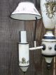 Vintage Italian Tole Sconce Wall Lamp Hand Painted Gilt Cream Black Signed Toleware photo 3