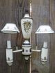 Vintage Italian Tole Sconce Wall Lamp Hand Painted Gilt Cream Black Signed Toleware photo 6