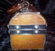 Vintage Antique Wooden Lined Studded Handle Box 6 