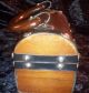 Vintage Antique Wooden Lined Studded Handle Box 6 