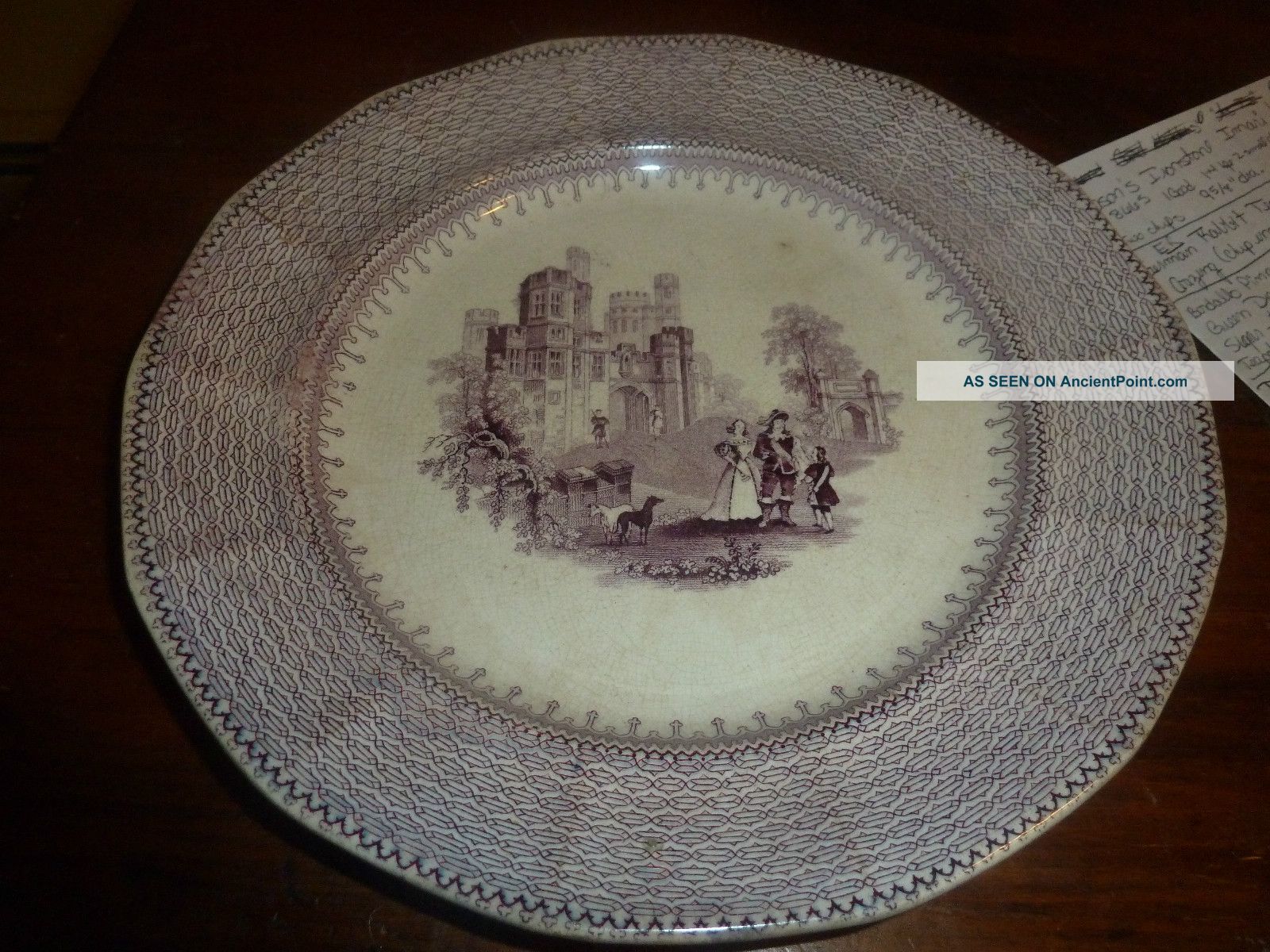 Mayer Baronial Purple & White Baronial Hall Plate Ca.  1840 Plates & Chargers photo
