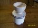 Vintage Pottery/porcelain Old Butter Container,  Very Collectible Blue Stripes Butter Pats photo 4