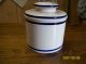 Vintage Pottery/porcelain Old Butter Container,  Very Collectible Blue Stripes Butter Pats photo 5