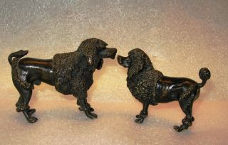 2 Austrian Vienna Bronze Sculptures Of Dogs,  Poodles photo