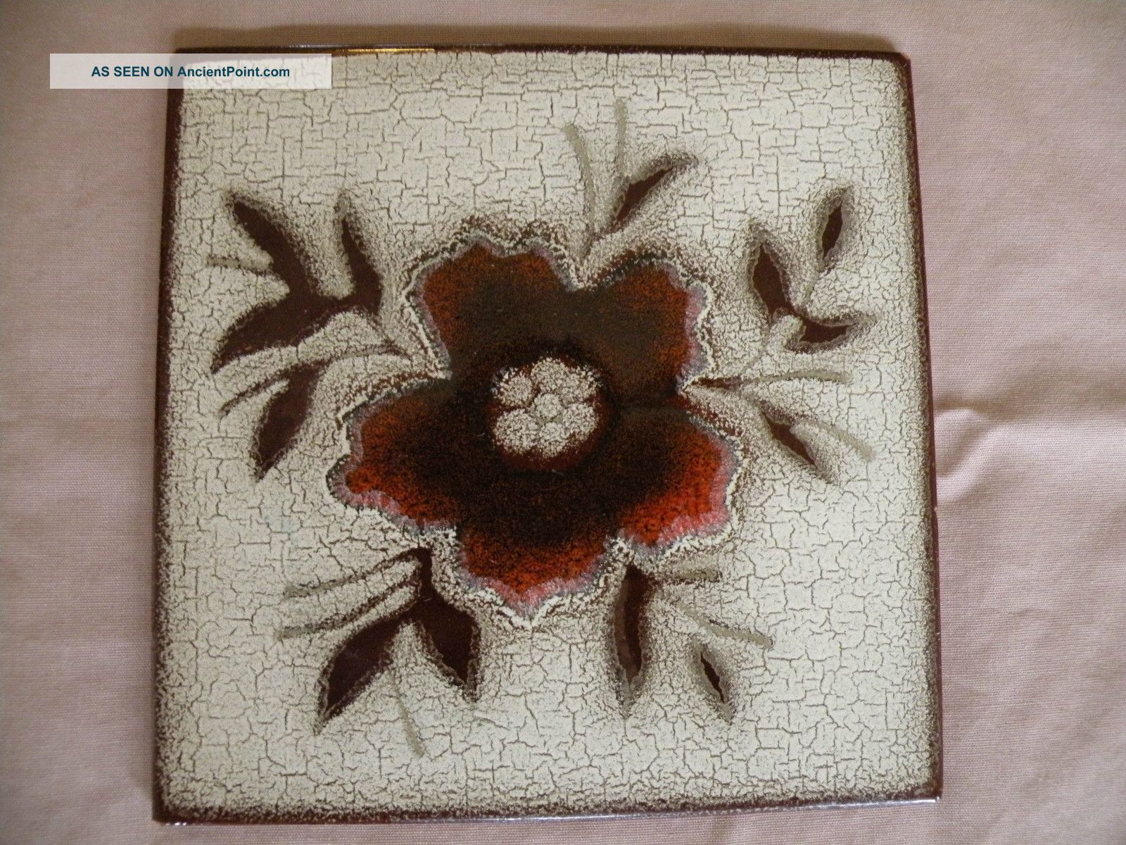 Antique Spanish Poppy Tiles - 8 - Exceptional Condition Tiles photo