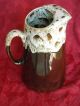 Mint Green And Chocolate Brown Ice Lip Ceramic Pitcher 9.  5 